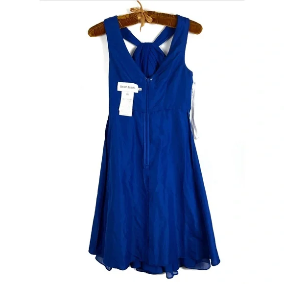 David’s Bridal Chiffon Royal Blue Prom/Bridesmaids Women’s Dress Sz: 2 - Picture 7 of 10